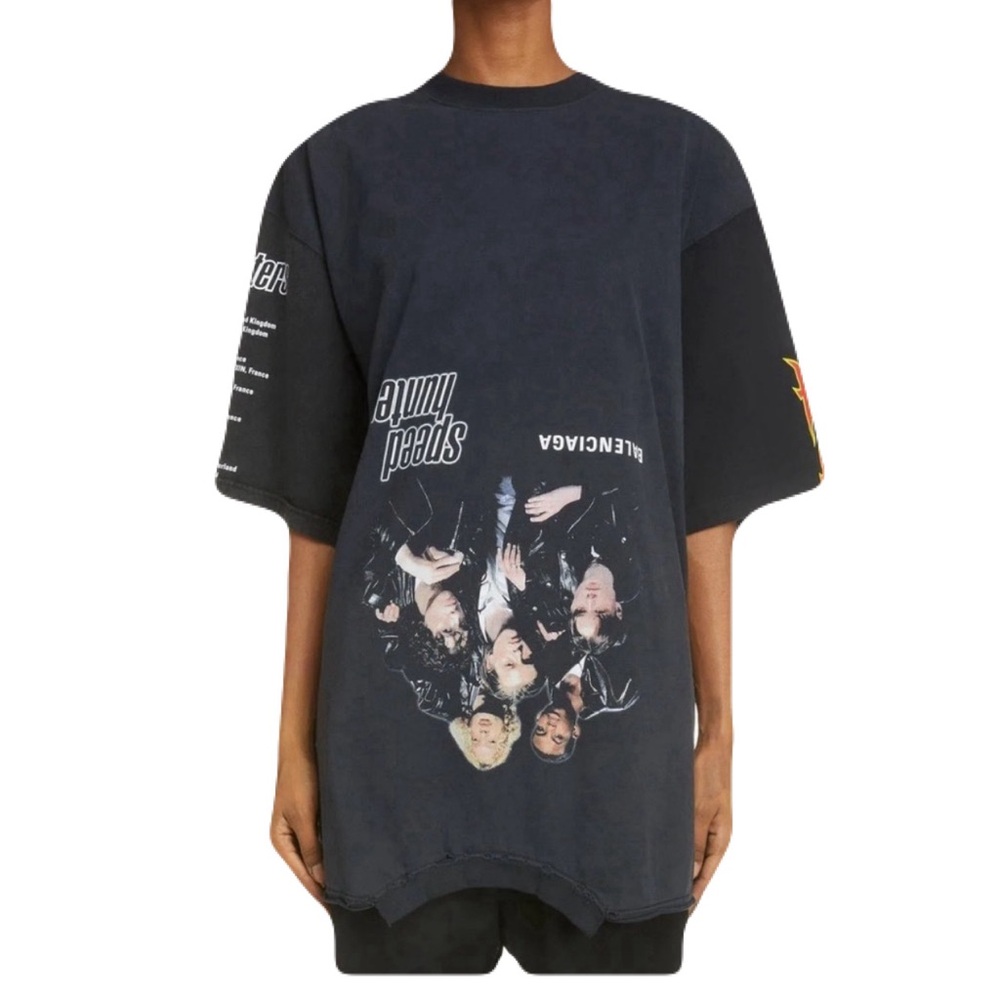 BALENCIAGA Speed Hunter Upside Down Oversized Short Sleeve T-shirt Black